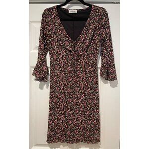 Vtg Y2K Byer Too Womens Chocolate Brown Floral Babydoll Dress Size XS Dark Fairy